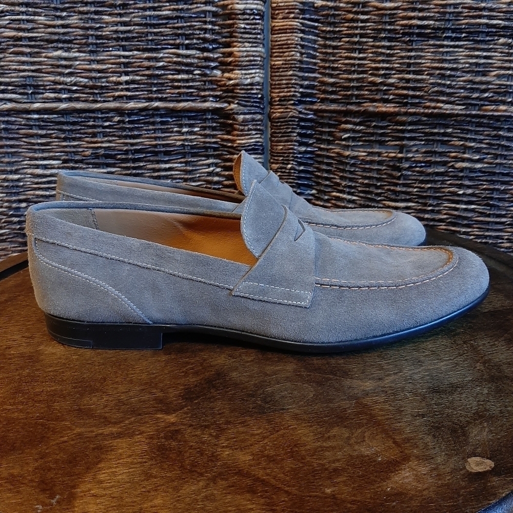 Bruno Magli Men's 12 Gray Silas Suede Leather Loafers Slip On Dress Shoes Italy